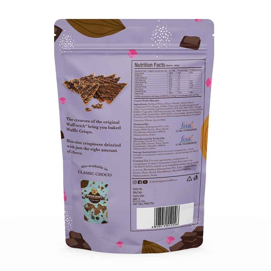 The Belgian Waffle Co Double Choco Crisps | Crispy & Chocolatey