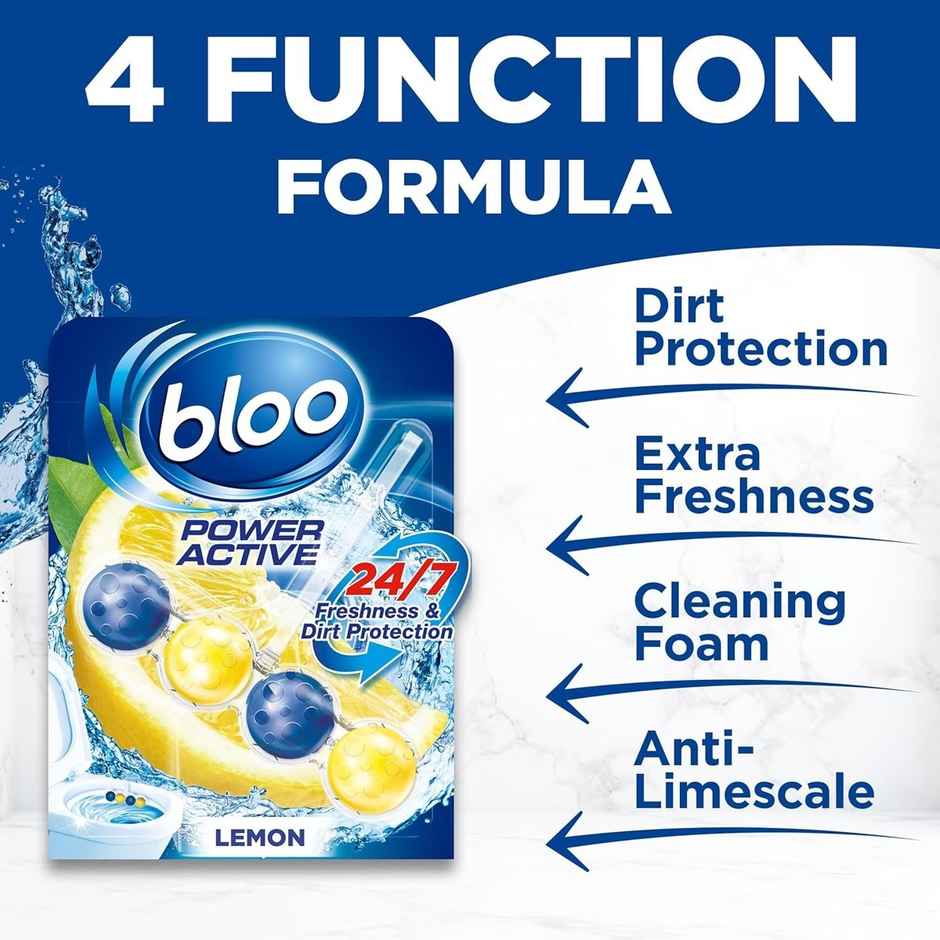 Bloo Active Lemon Solid Toilet Rim Block | 4 In 1 Toilet Cleaners With Anti-Limescale