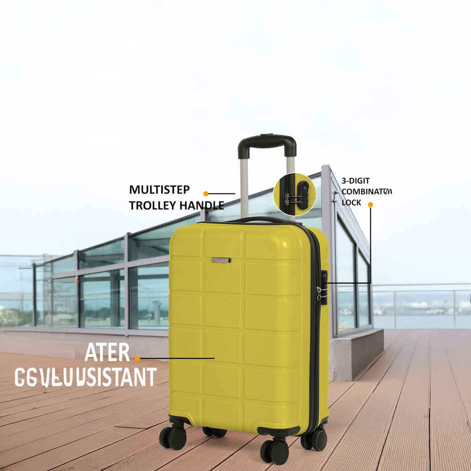 Teakwood Leathers Unisex Solid Hard Sided Cabin Size Trolley Bag | Lime Green