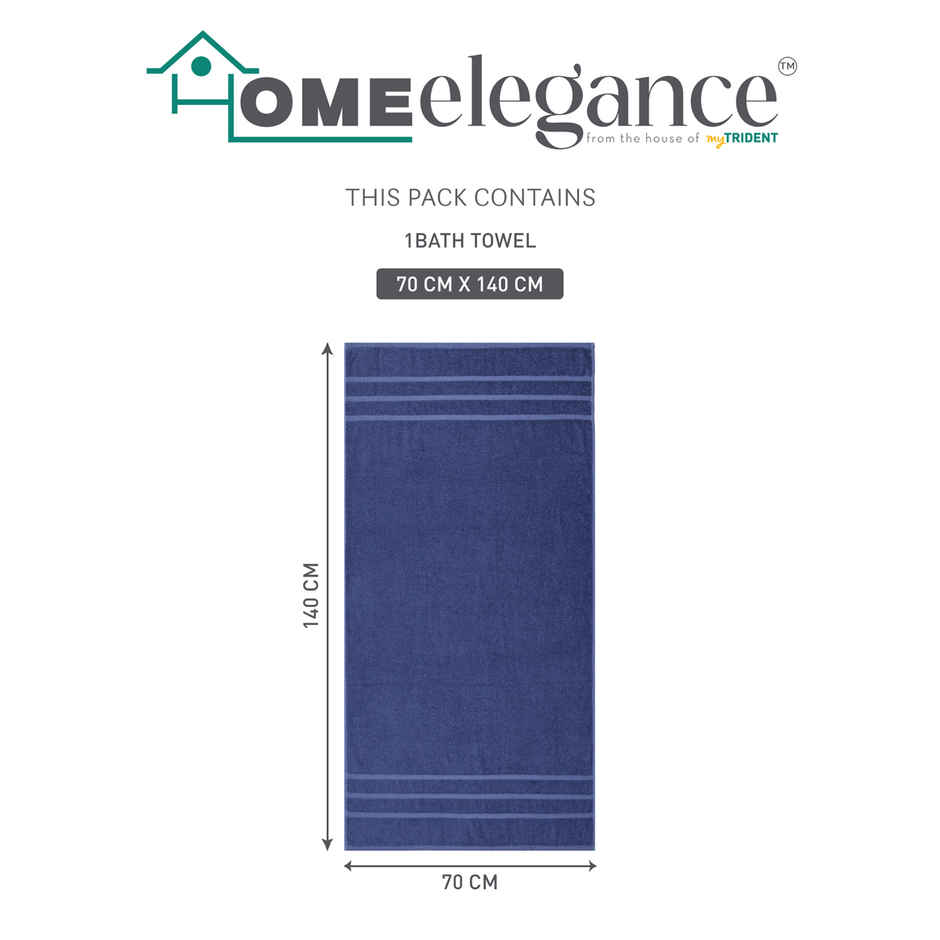 Home Elegance by myTrident Day to Day Bathtowel | 340 GSM | Navy Blue