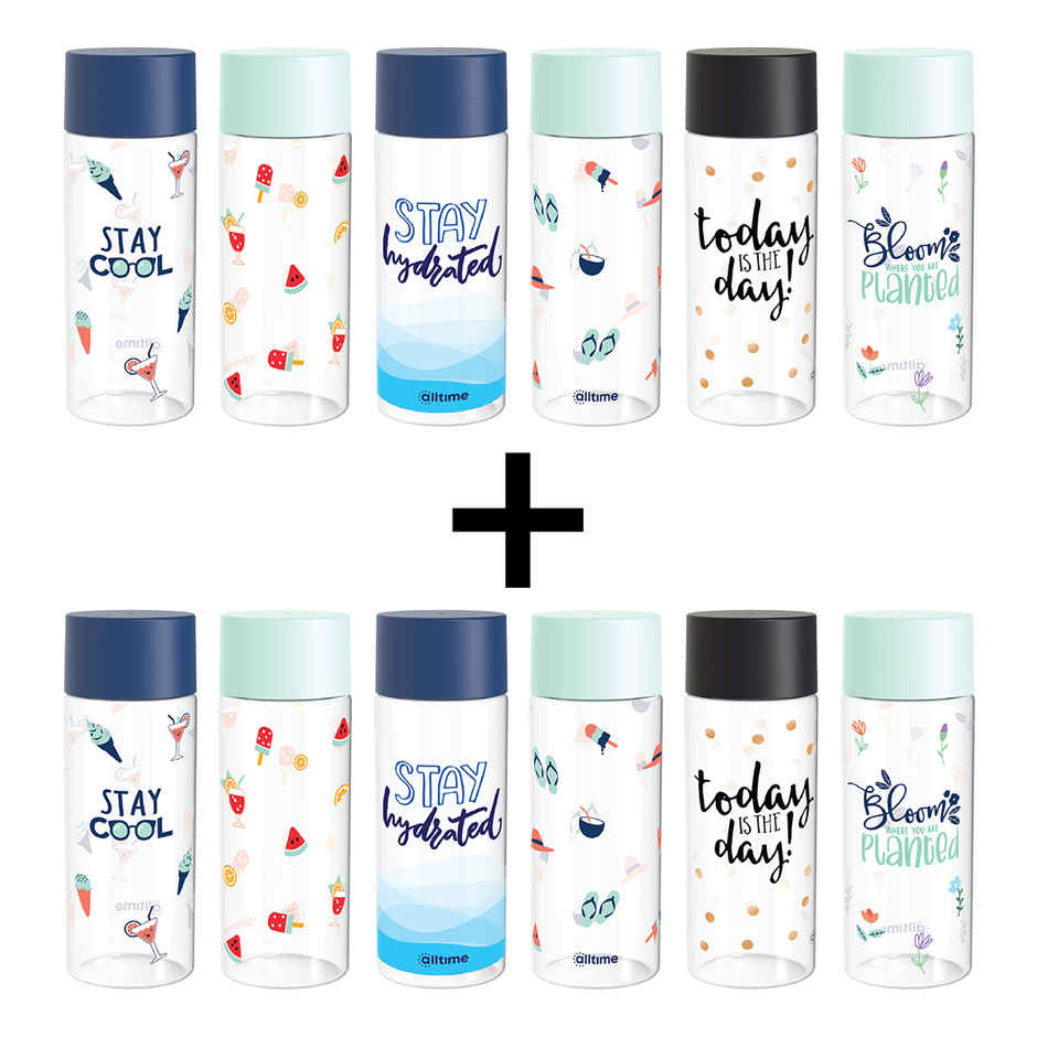 All Time Sleek Water Bottle | 300 ml (Colour May Vary) Combo