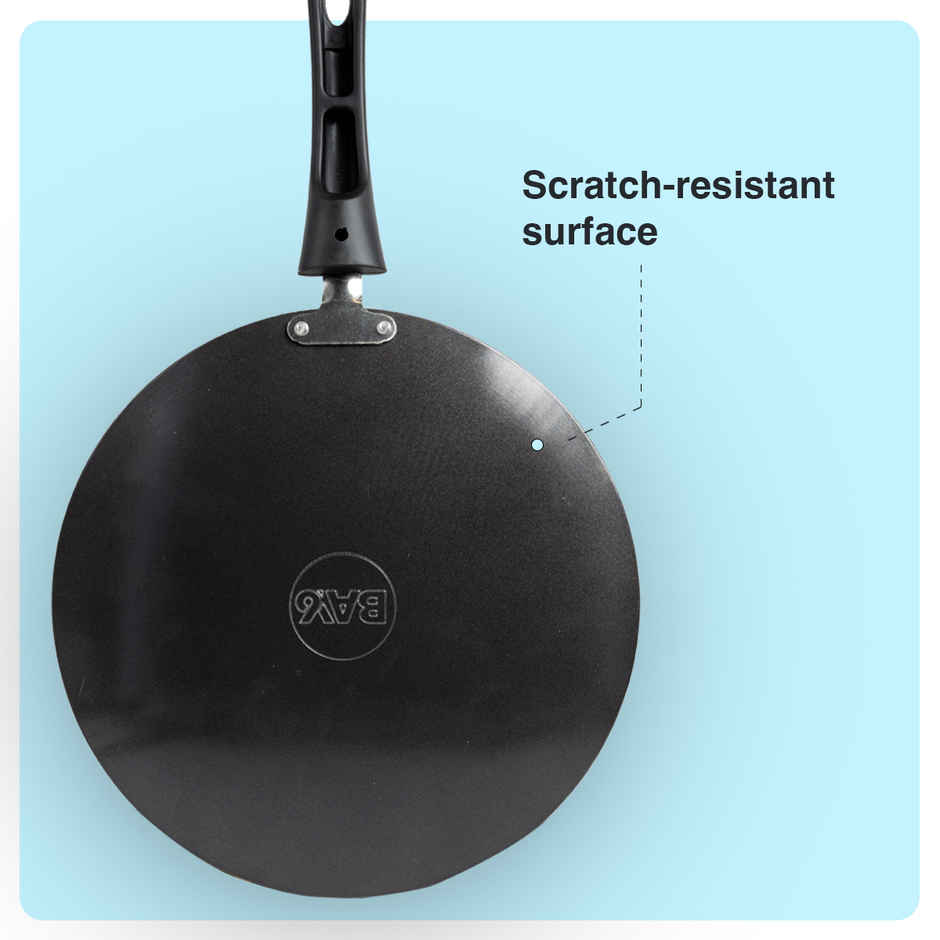 BAY6 Nonstick Concave Roti Tawa | 27 cm Grey, Non-Induction Base