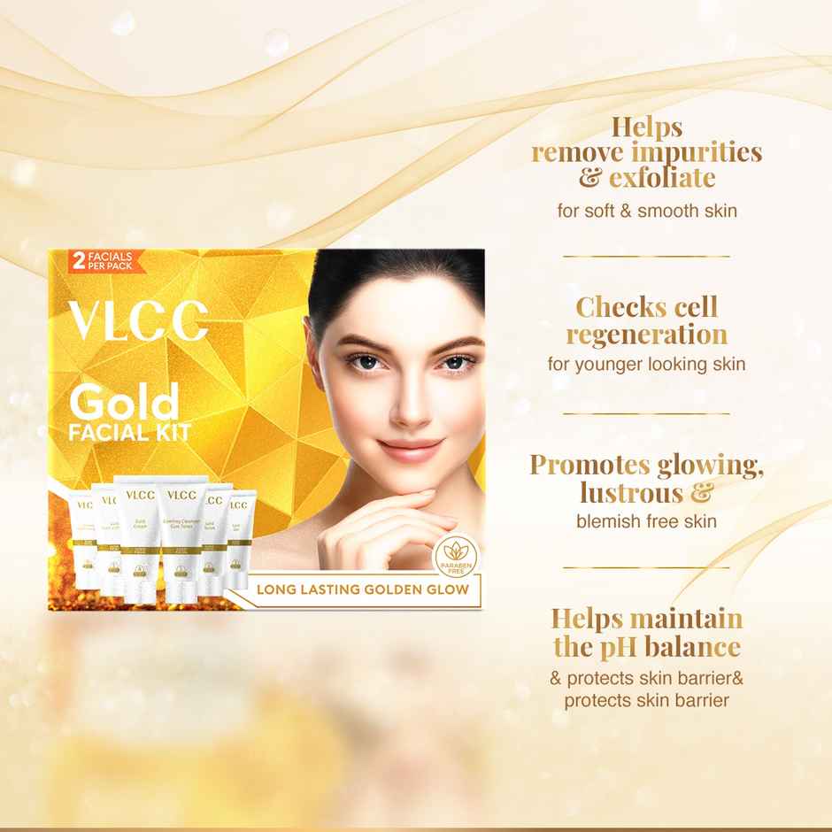 VLCC Salon At Home - Gold Facial Kit - 60 g & Manicure Pedicure Kit Combo