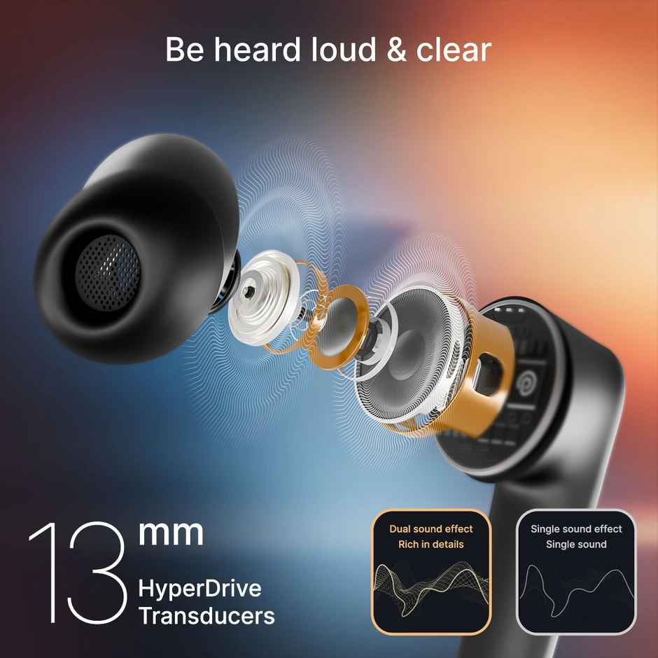 pTron Bassbuds Spark TWS Earbuds w 40hrs Playtime, Clear Calls, Pristine Audio and IPX5 | Black