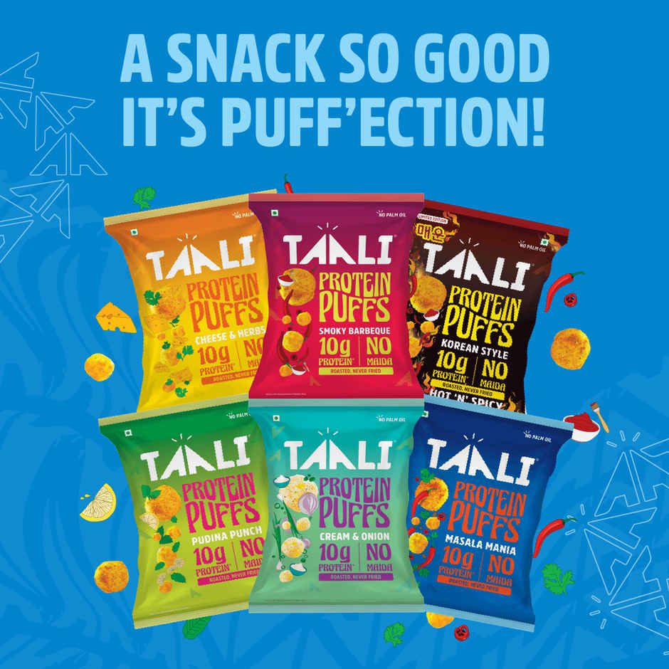 Taali Protein Puffs | Masala Puff, Roasted, Corn & Jowar, No Maida, Rich in Protein