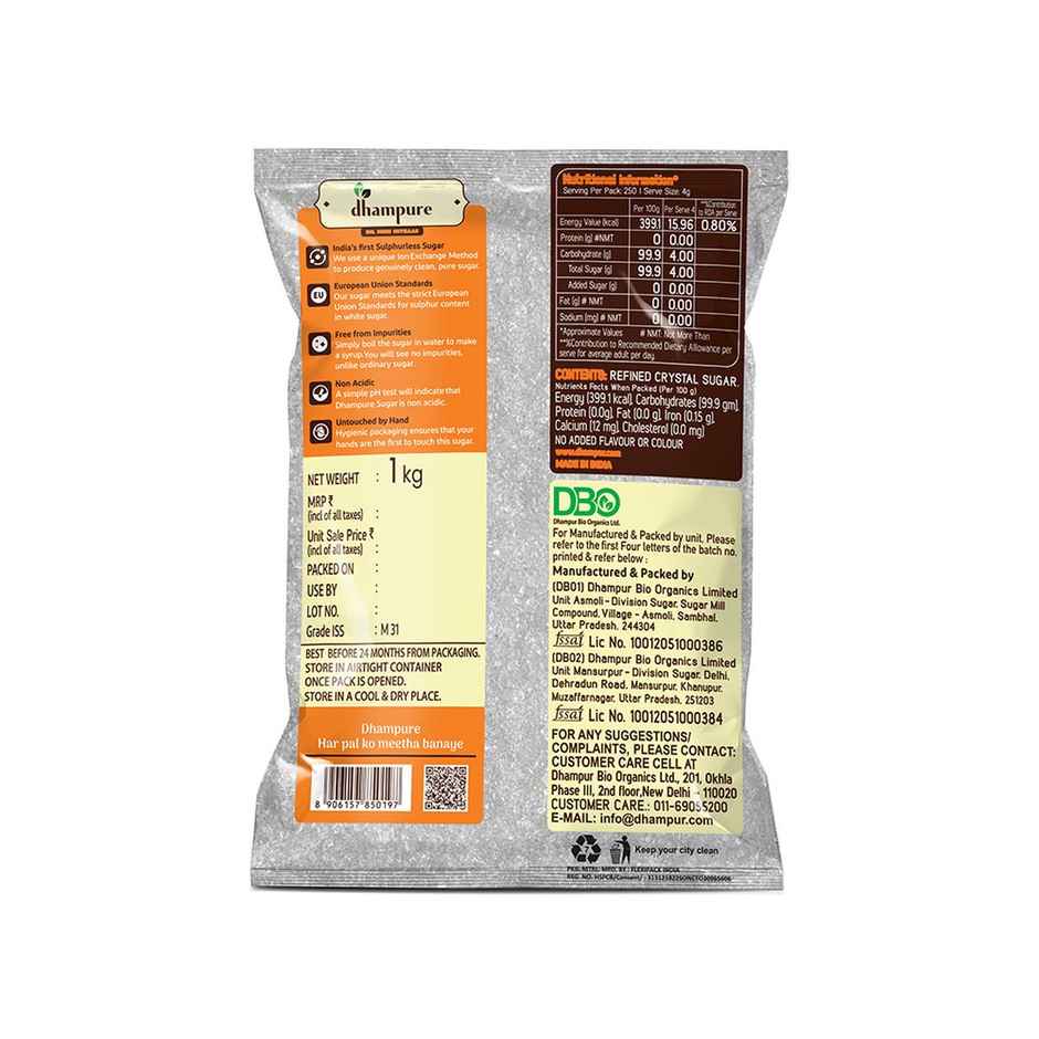 Dhampure White Crystal Sulphurless Sugar