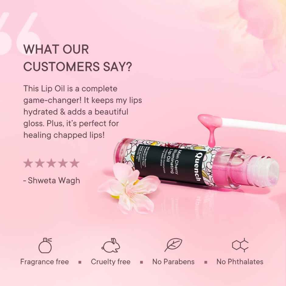 Quench Botanics Mon Cherry Illuminating Lip Oil (Pink), 5ml