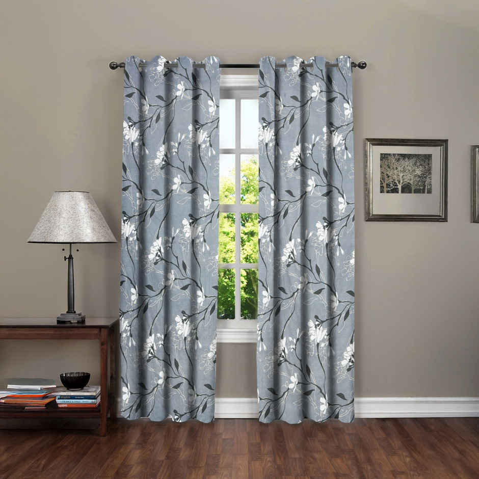 BAY6 Microfiber Cotton Door Curtains | Set of 2 | 9x4 ft | Grey