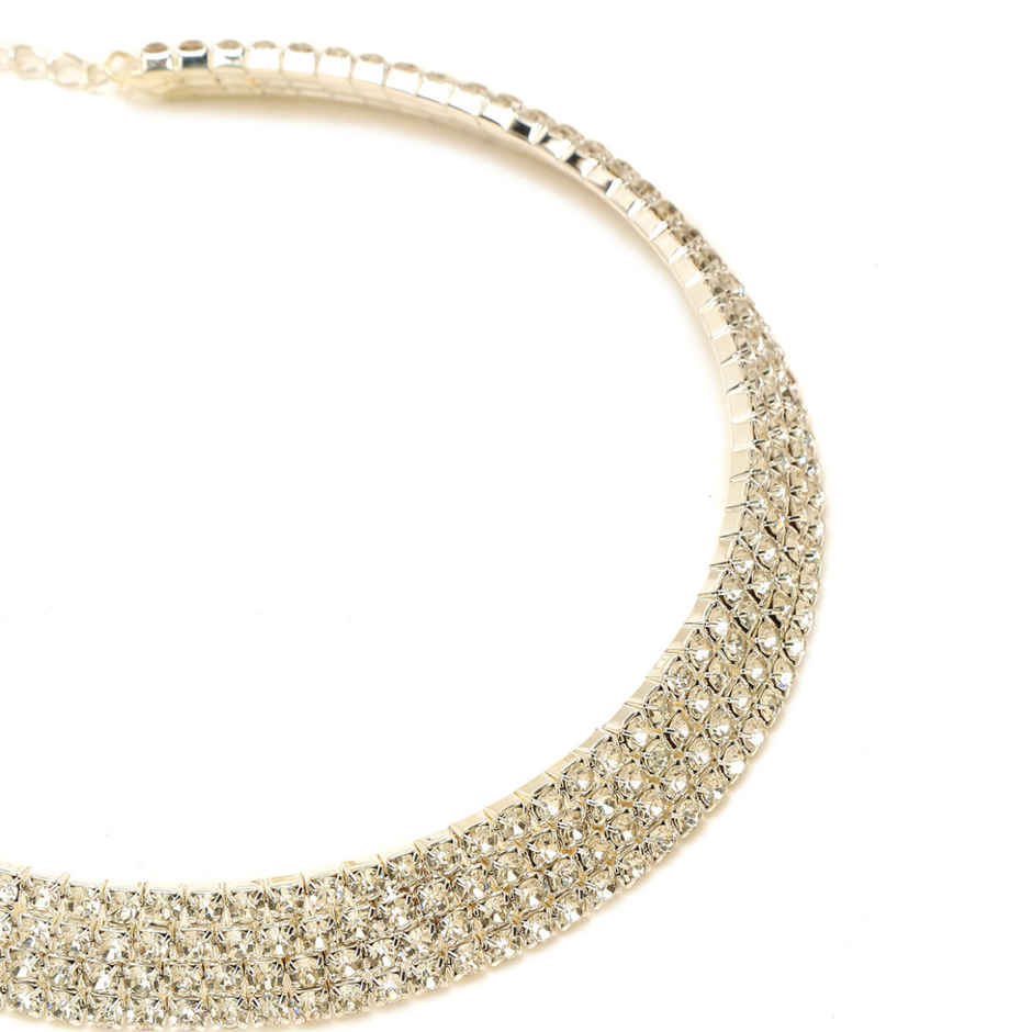 YouBella Stylish Latest Traditional Jewellery Silver Plated Choker Necklace for Women