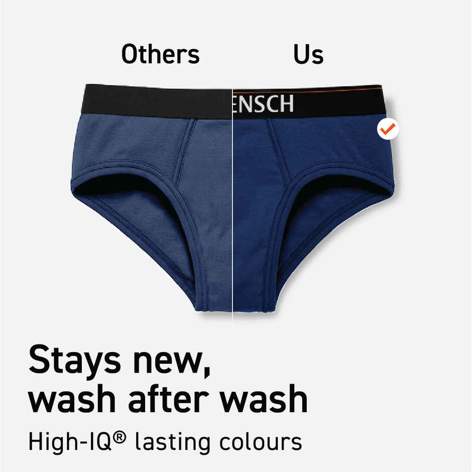 DaMENSCH Men's Basic Solid Brief | Black Knight and New Navy - M