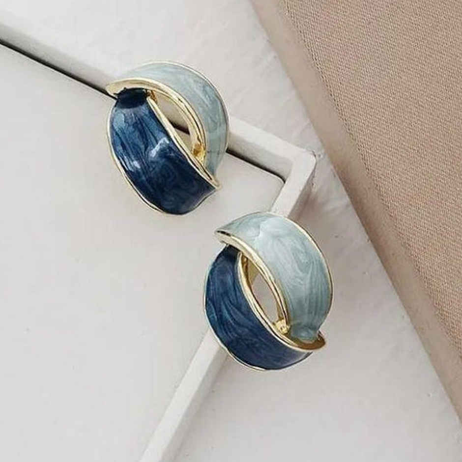 Estailo Fashion Women's Jewellery Earrings Blue Silver One Size | E0001357