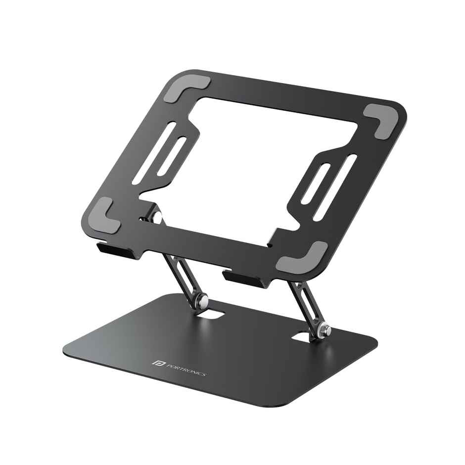 Portronics My Buddy K3 Pro Laptop Stand with Adjustable Height & Angle,Foldable Portable (Grey