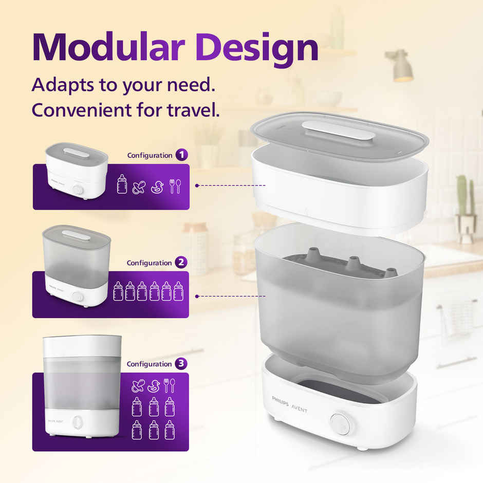 Philips Avent Bottle Sterilizer | Kills 99% Germs | Natural Steam | Stays 24hrs | SCF291/00