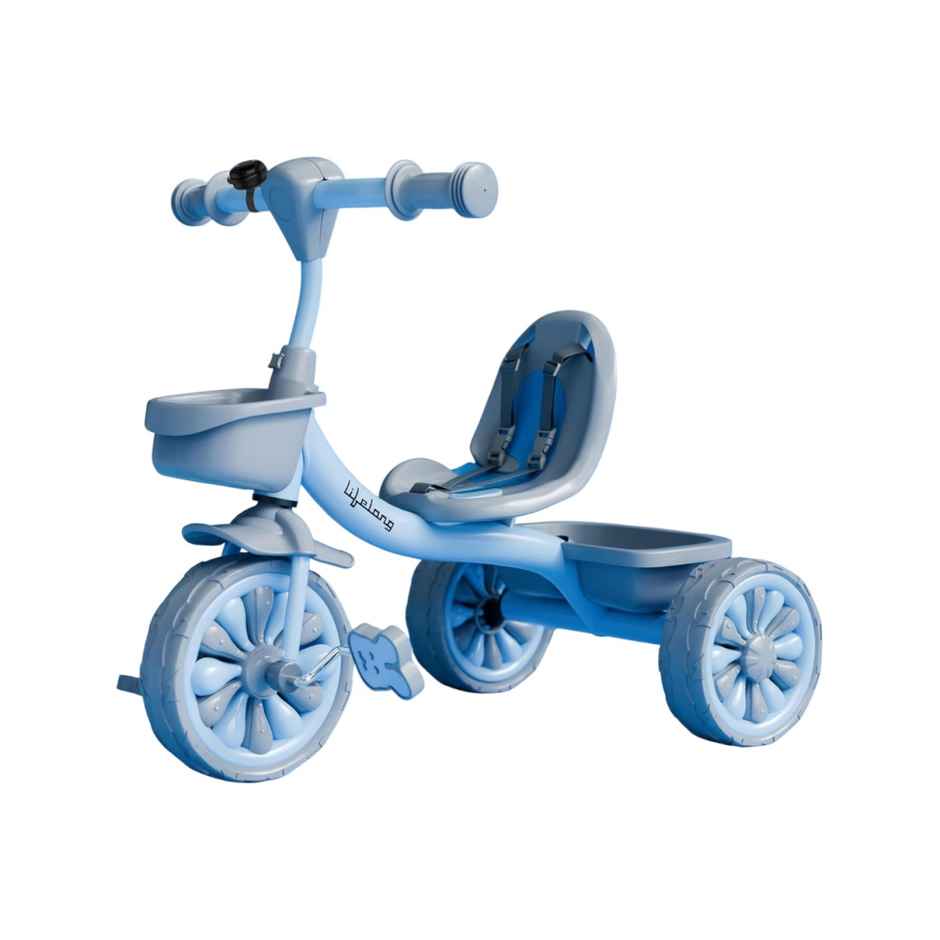 Lifelong Kids Tricycle 2-5 Years | EVA Wheels, Bell & Toy Basket | Blue