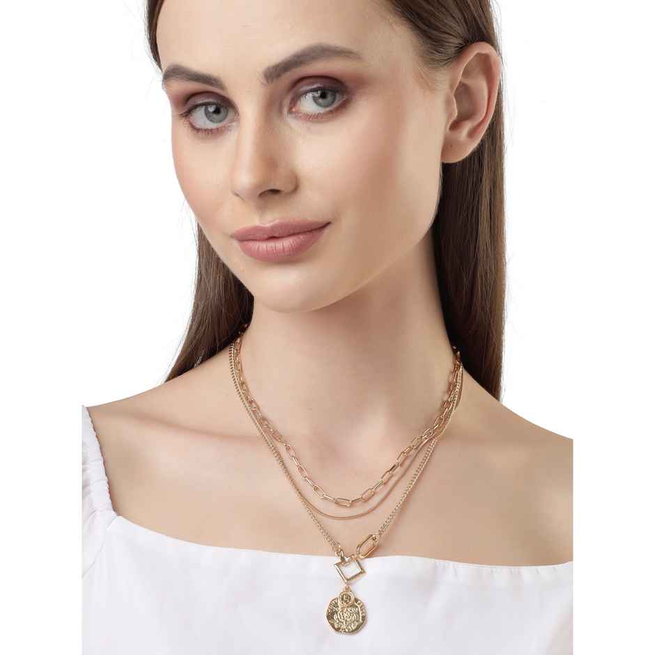 Scintillare By Sukkhi 3 Latest Stylish Multilayer Non Precious Gold Plated Chain Pendant Necklace