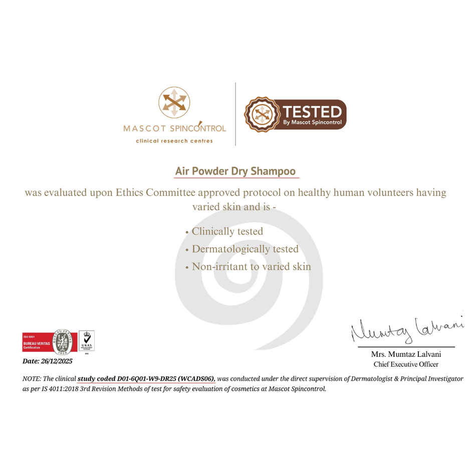 WishCare Air Powder Dry Shampoo for Oily Hair & Scalp - No White Cast & Aerosol - Volume Boost