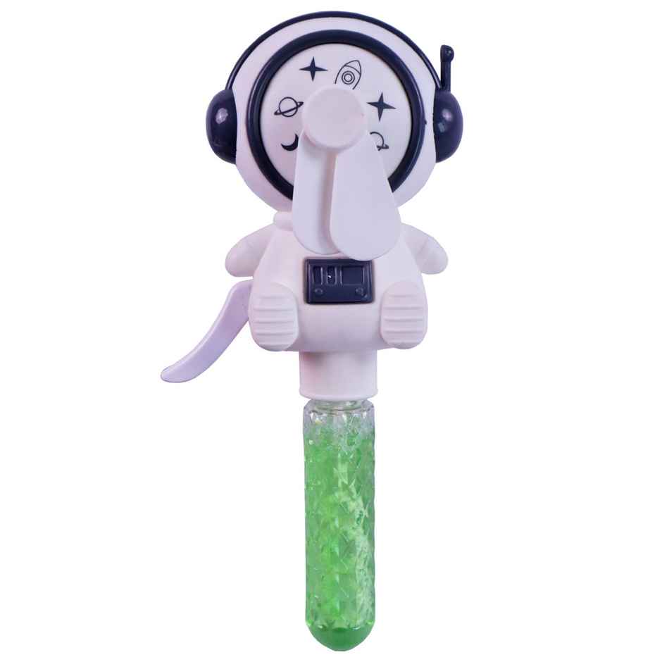 Toyshine Space Theme Hand Press Bubble Toy Fan Wand for Children | White