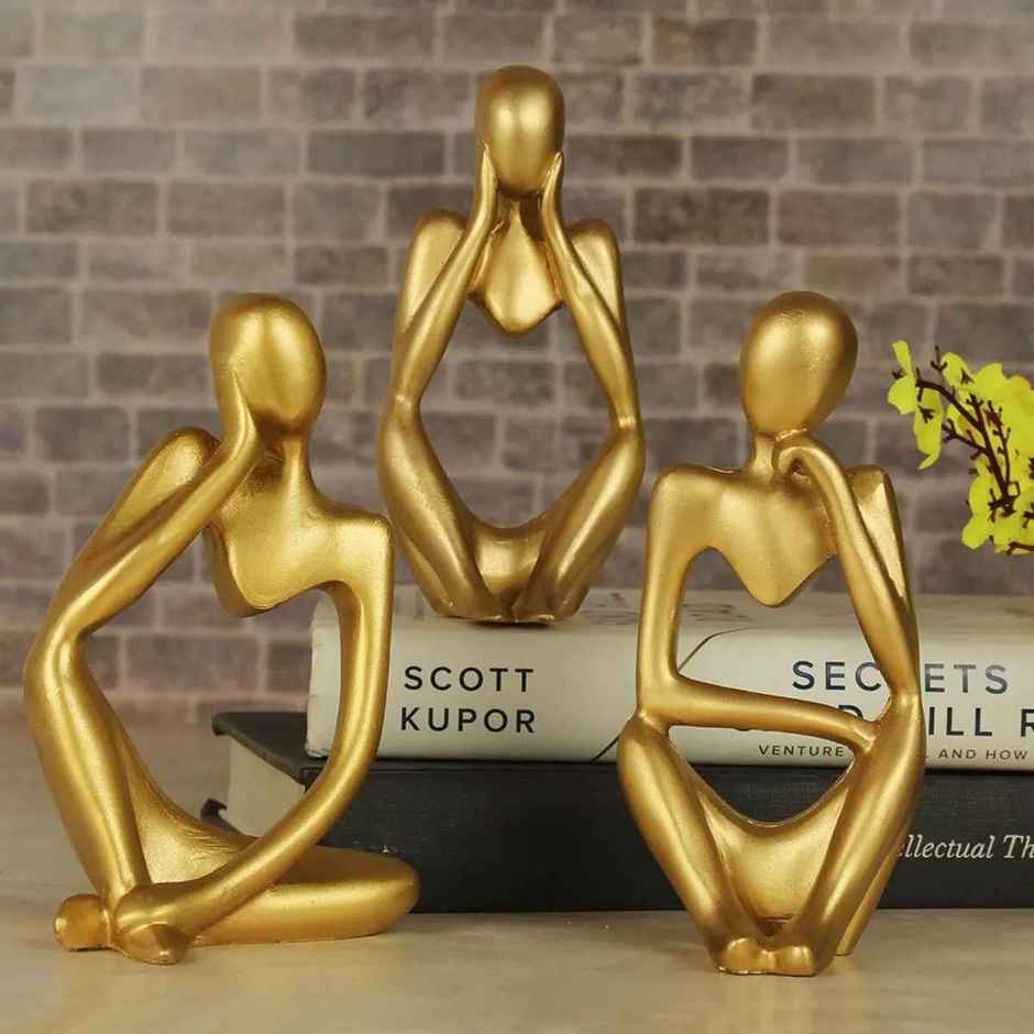 Tied Ribbons Set Abstract Thinker Men Statue Showpiece | 13 cm