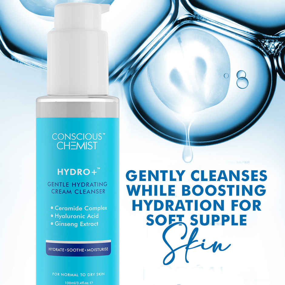 Conscious Chemist Gentle Hydrating Face Wash For Dry Skin With Hyaluronic Acid And Ceramides