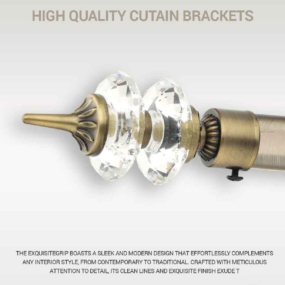 Gloxy Aluminium Double Diamond Curtain Brackets | Support Fittings 1 inch Rod | Antique, 3 Pair
