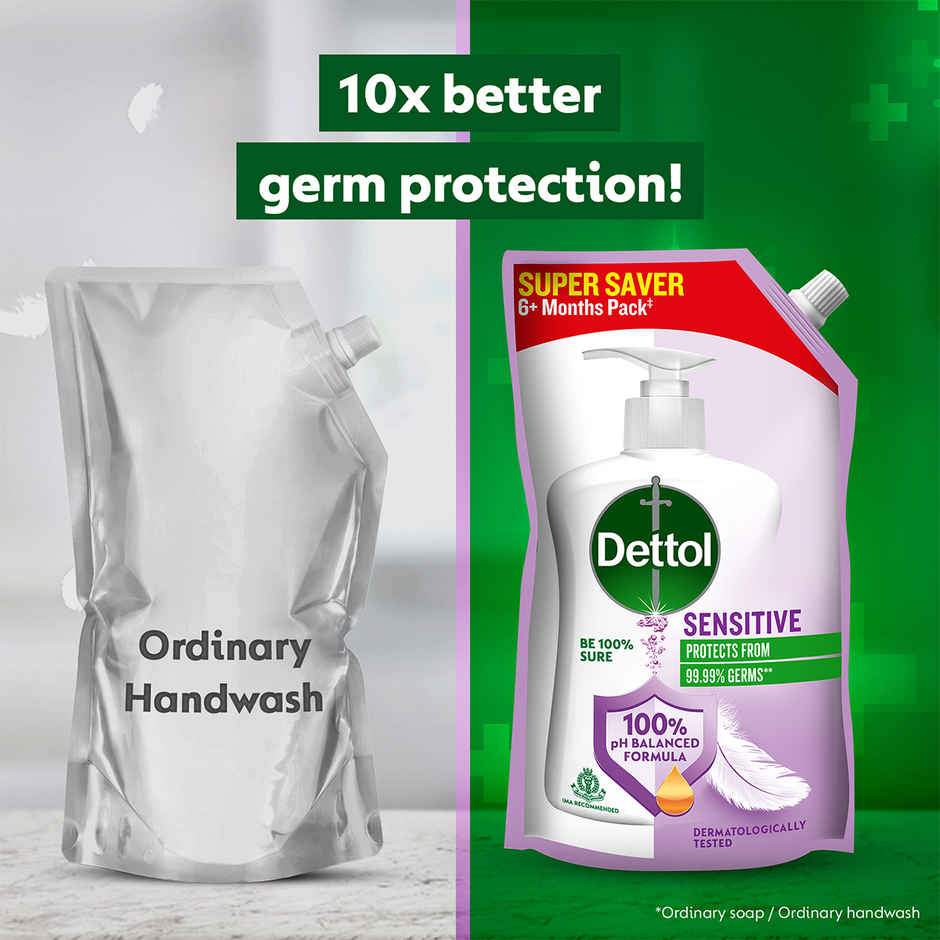Dettol Sensitive Hand Wash Refill | Moisturizing Handwash | pH Balance | Gentle on Skin