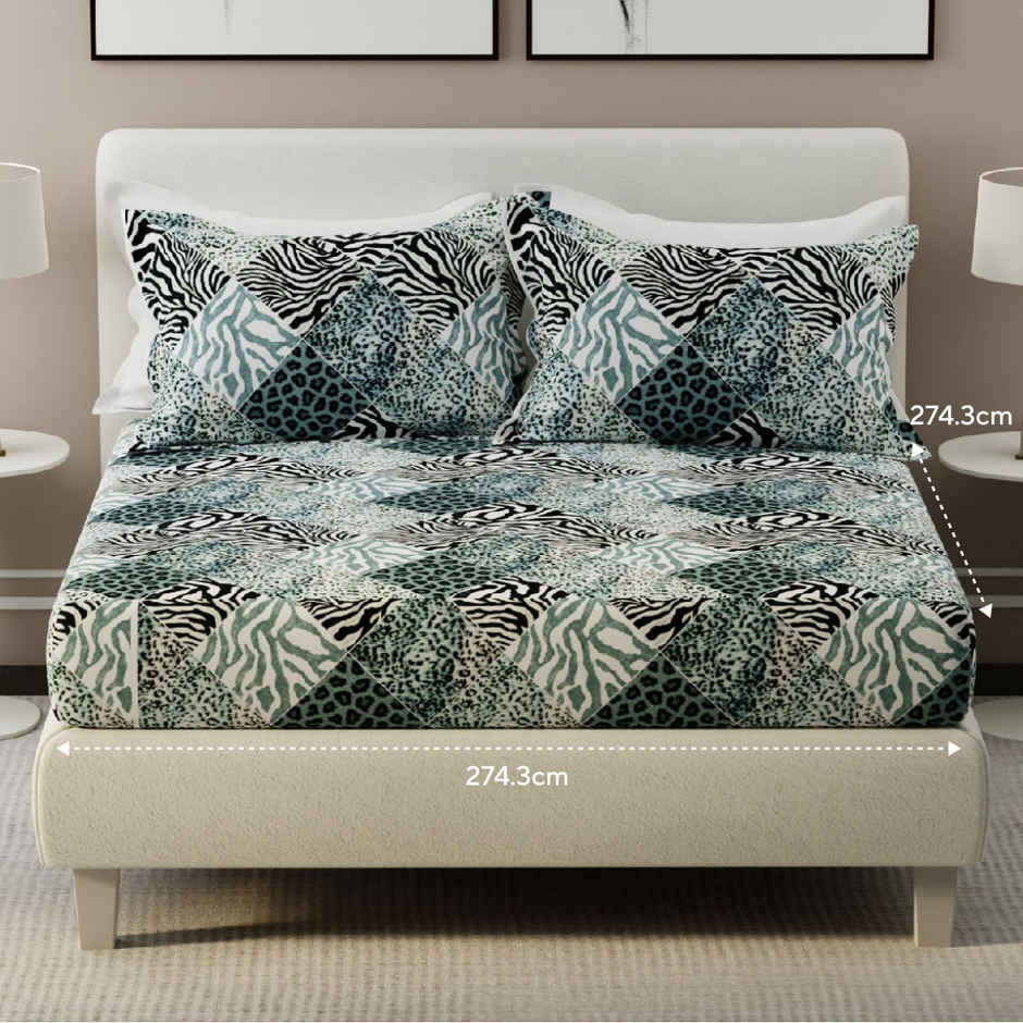 Boutique Living Untamed 100% Cotton 270 TC Bedsheet with 2 Pillow Covers