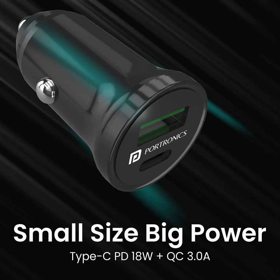 Portronics Car Power Mini Car Charger With Rapid Charge + Pd Output