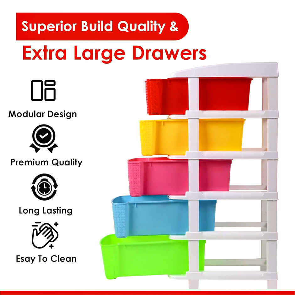 Kuber Industries Modular 5-Layer & 80 L Plastic Drawer Storage Organiser | Multicolor
