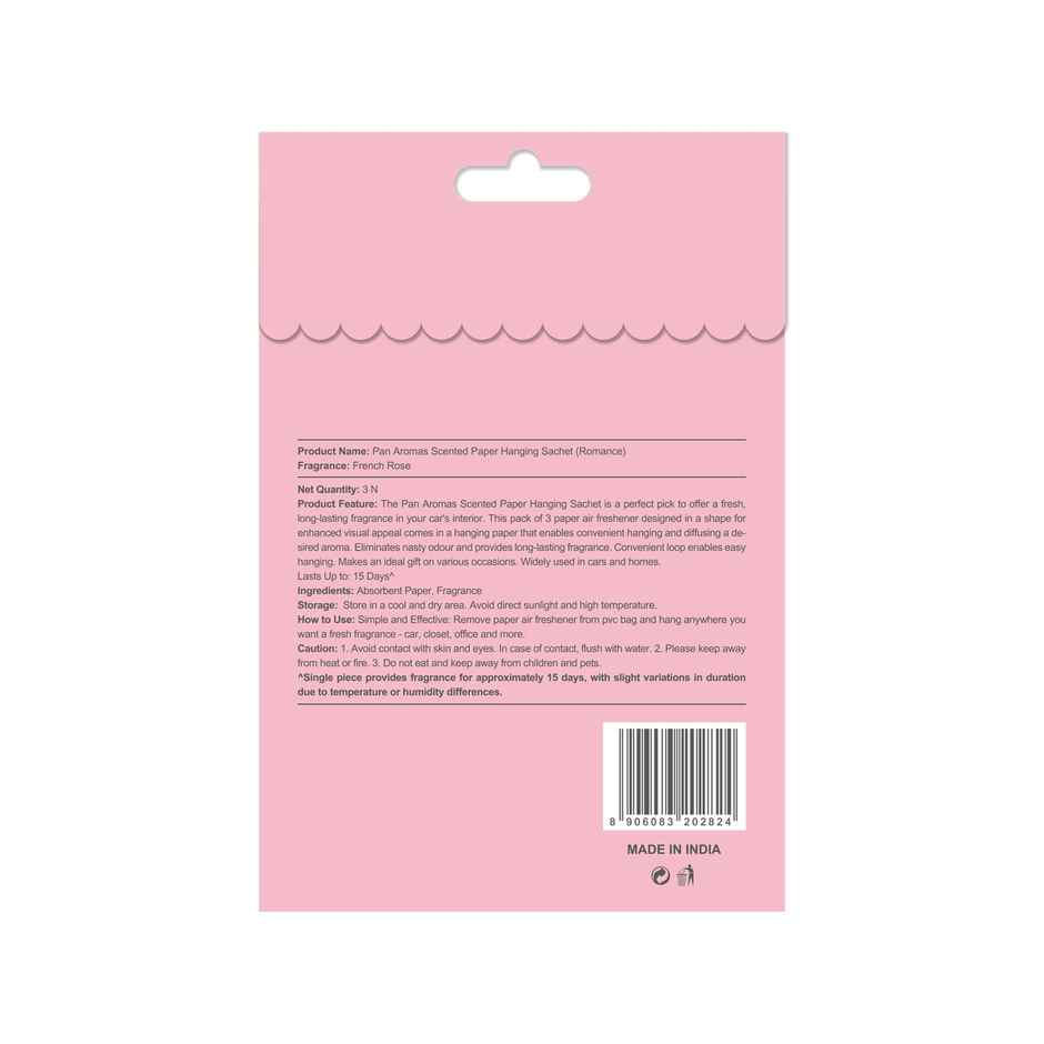 Pan Aromas French Rose Scented Air Freshener | Paper Hanging Sachet