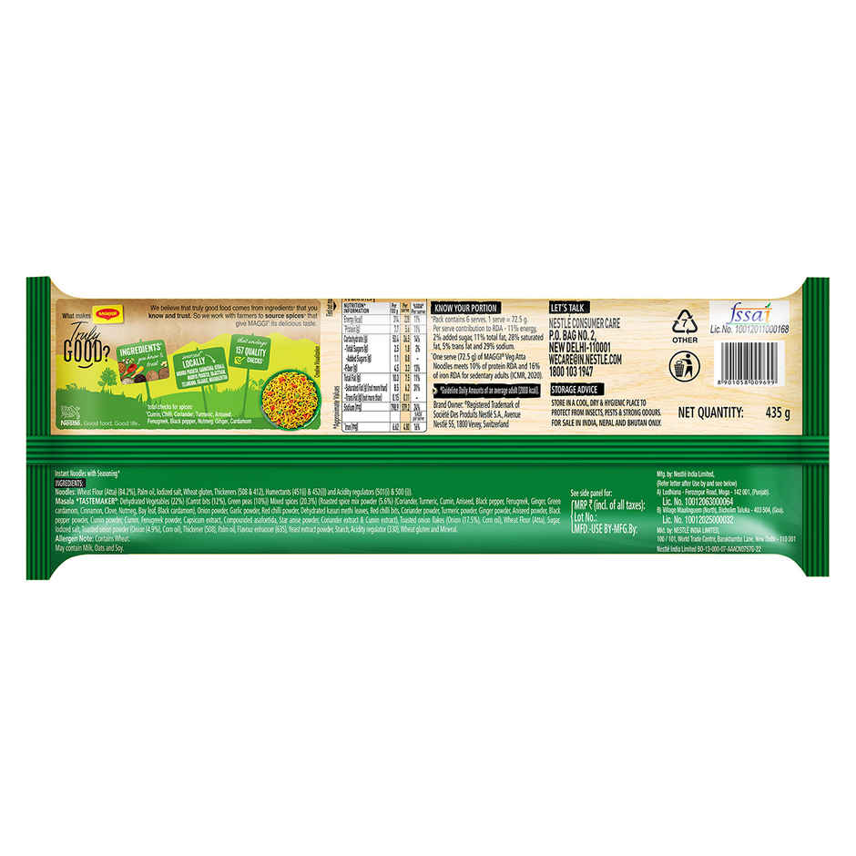Maggi Nutri-licious Masala Veg Atta Noodles, Instant Noodles