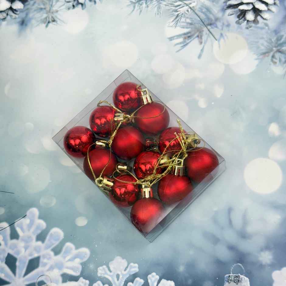 Christmas Glitter Matt Shiny Balls For Tree decor | Red | Gullak