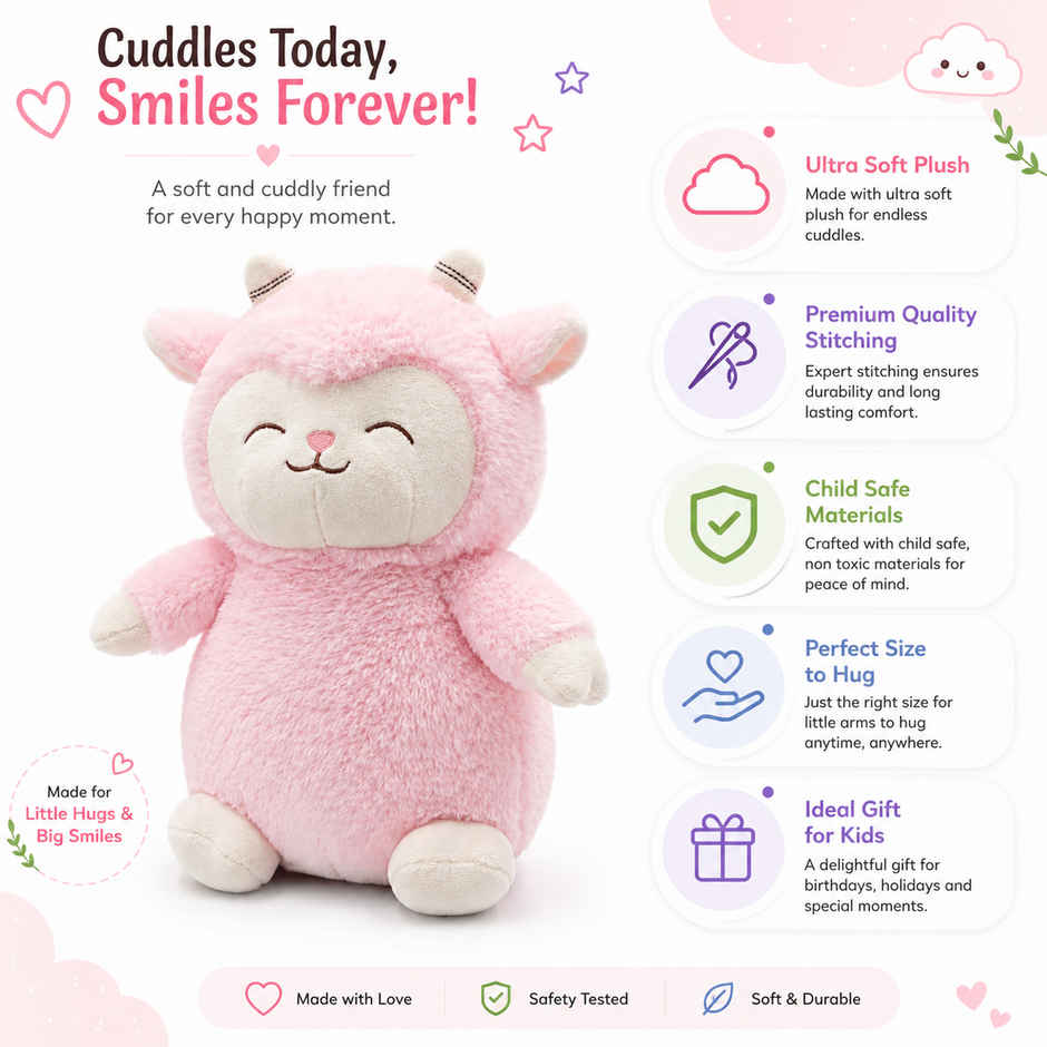 Zoowee Cozy Sheep Soft Toy | 30 cm | Pink