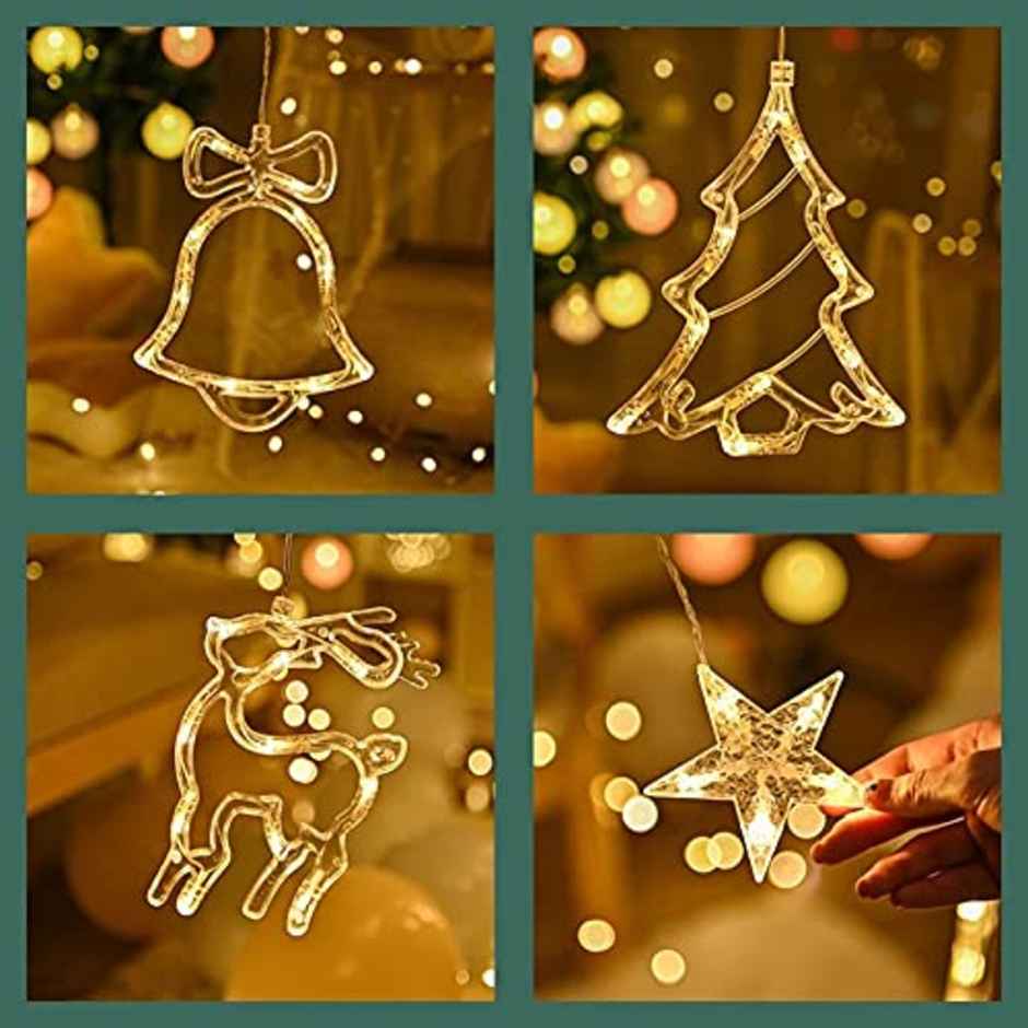 Desidiya Christmas Reindeer Led Curtain String Lights - Perfect For Window & Wall Decorations
