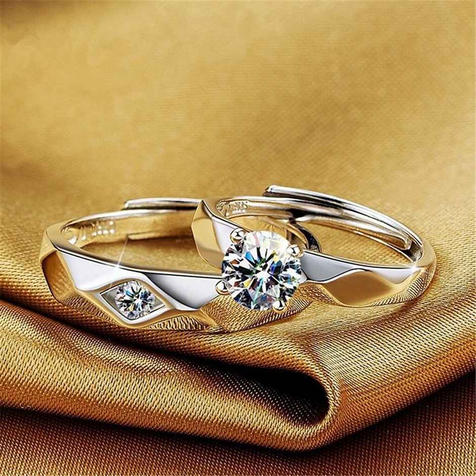 Fashion Frill Women's Couple Rings Silver Onesize