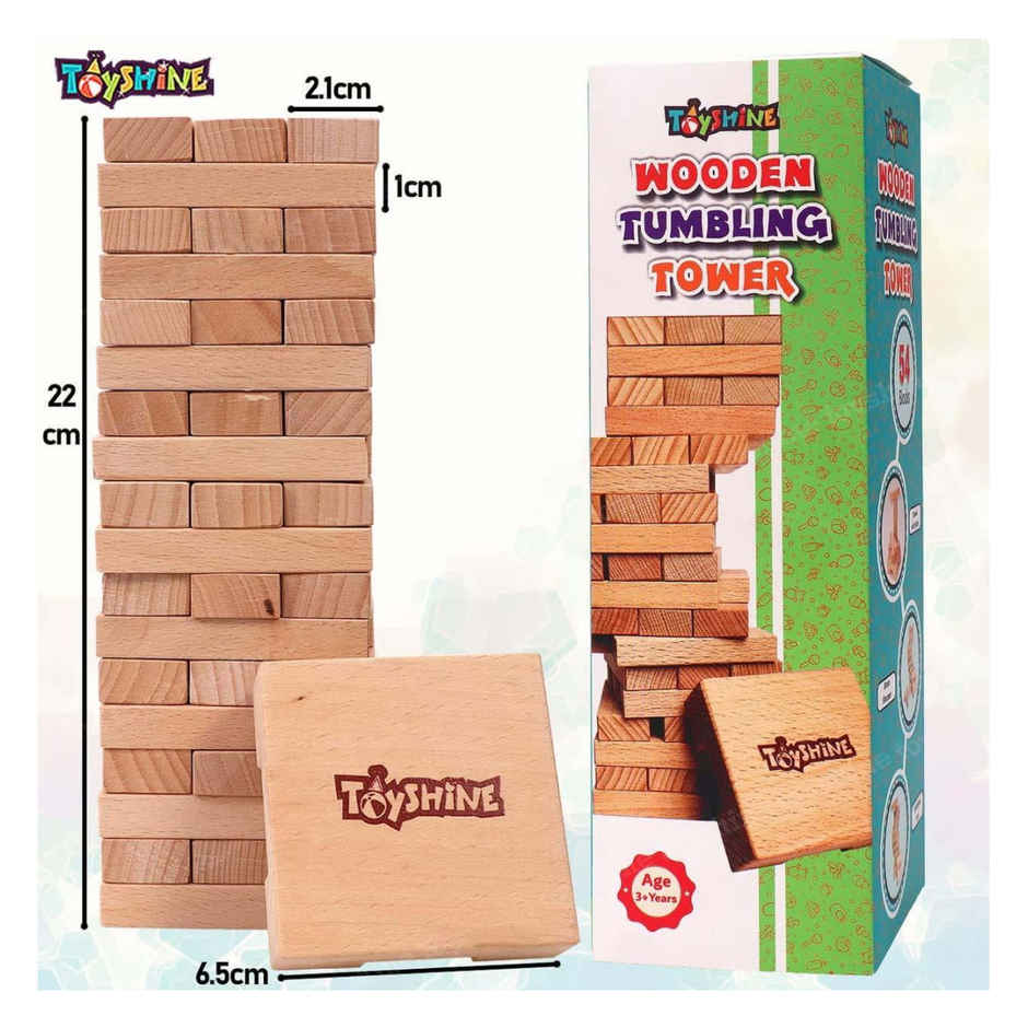 Toyshine Wooden 54 Wooden Building Block Tumbling Tower Party Game