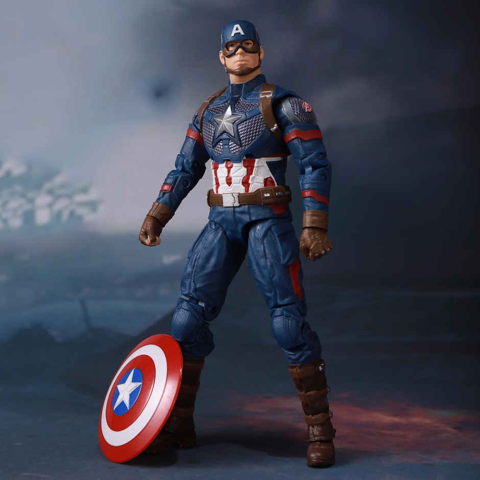 Striders Licensed Marvel Avengers Captain America Action Figure with Display Holder | 7 inch