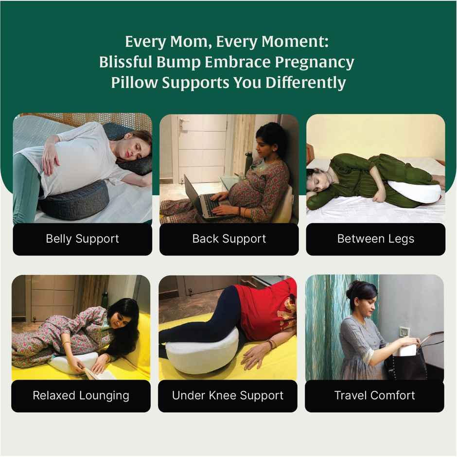 The White Willow Pregnancy Pillow | Memory Foam Wedge Cushion for Belly & Side Sleep Support - Grey