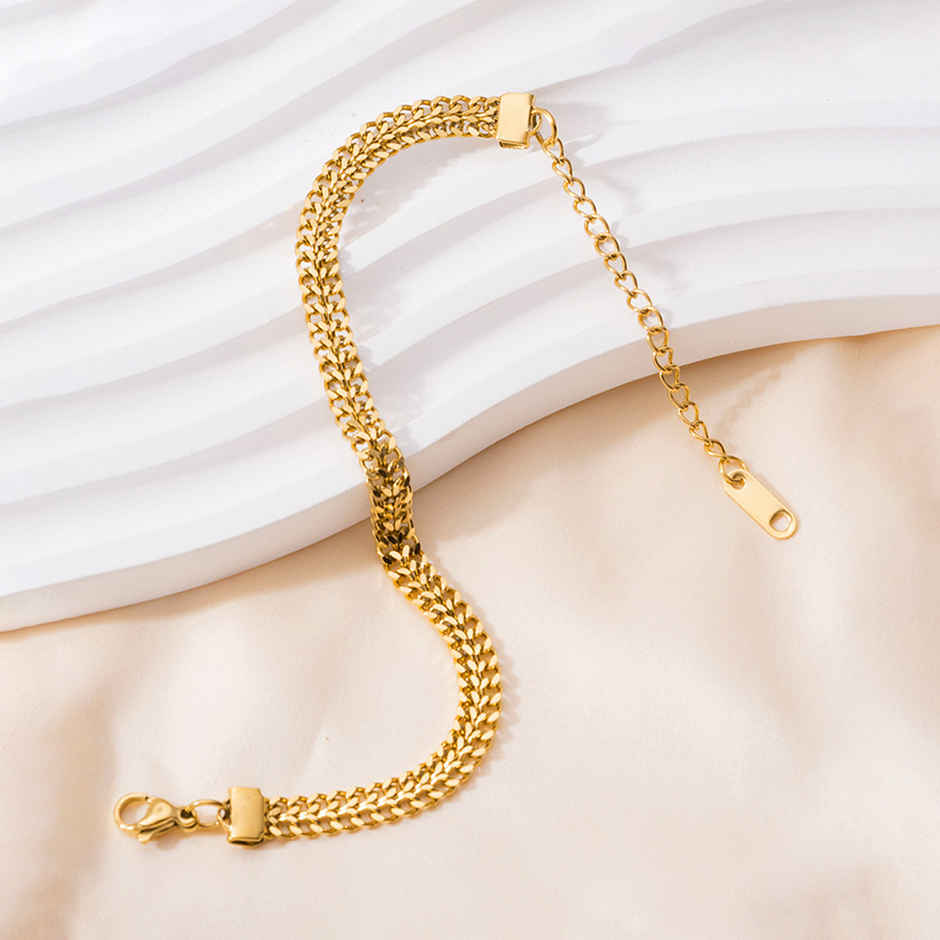 Label She Gold Plated Anti Tarnish Stainless Steel Contemporary Wraparound Bracelet | LS-BNG-16212