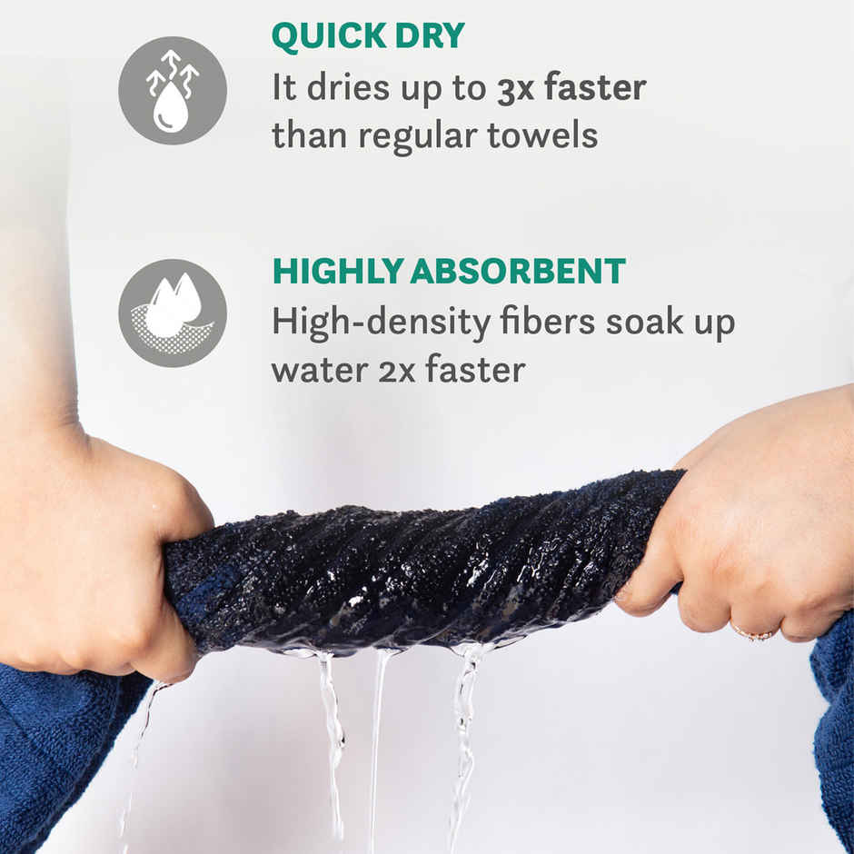 Mytrident Quick Dry Cotton Bath Towel | 28 x 56 in | Navy Blue