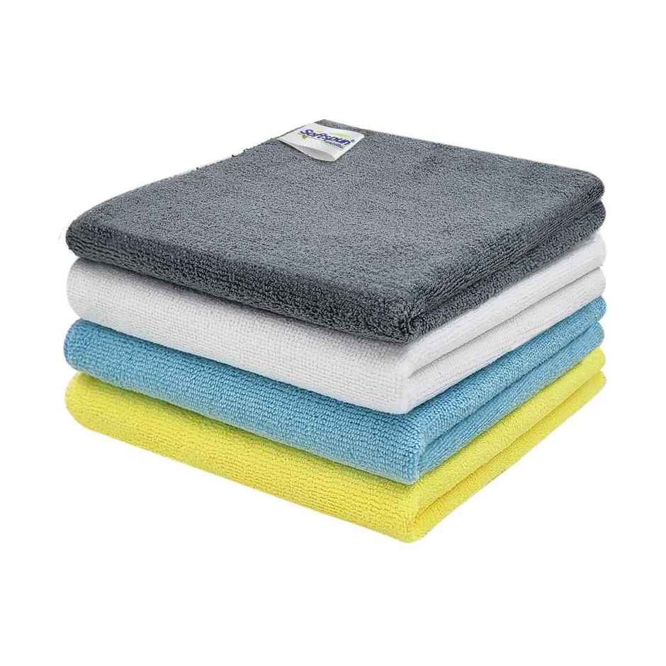 Softspun Microfiber Cleaning Cloths (280 GSM, 40x40cm, 4pc, Multicolor)