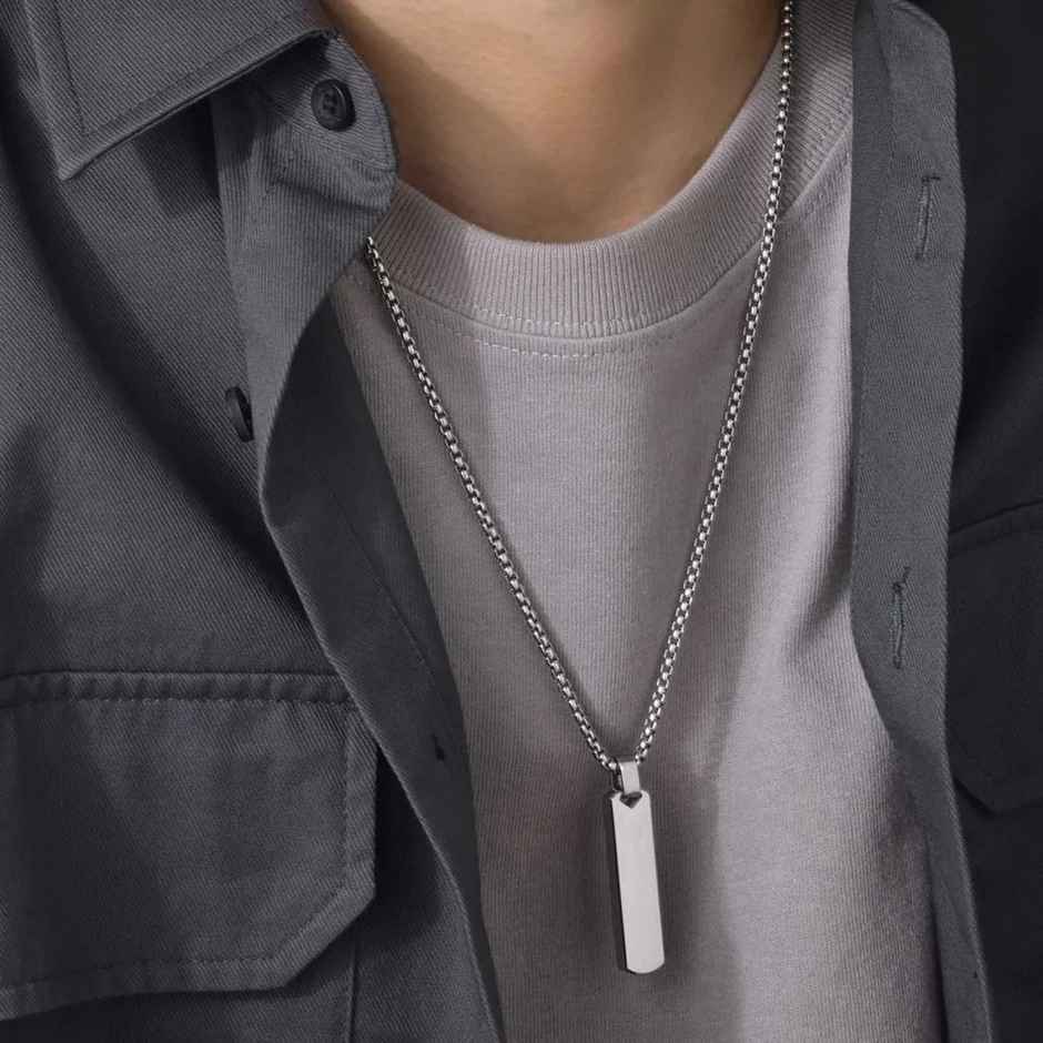Fashion Frill Men's Bar Pendant Pendant Chain Silver Onesize