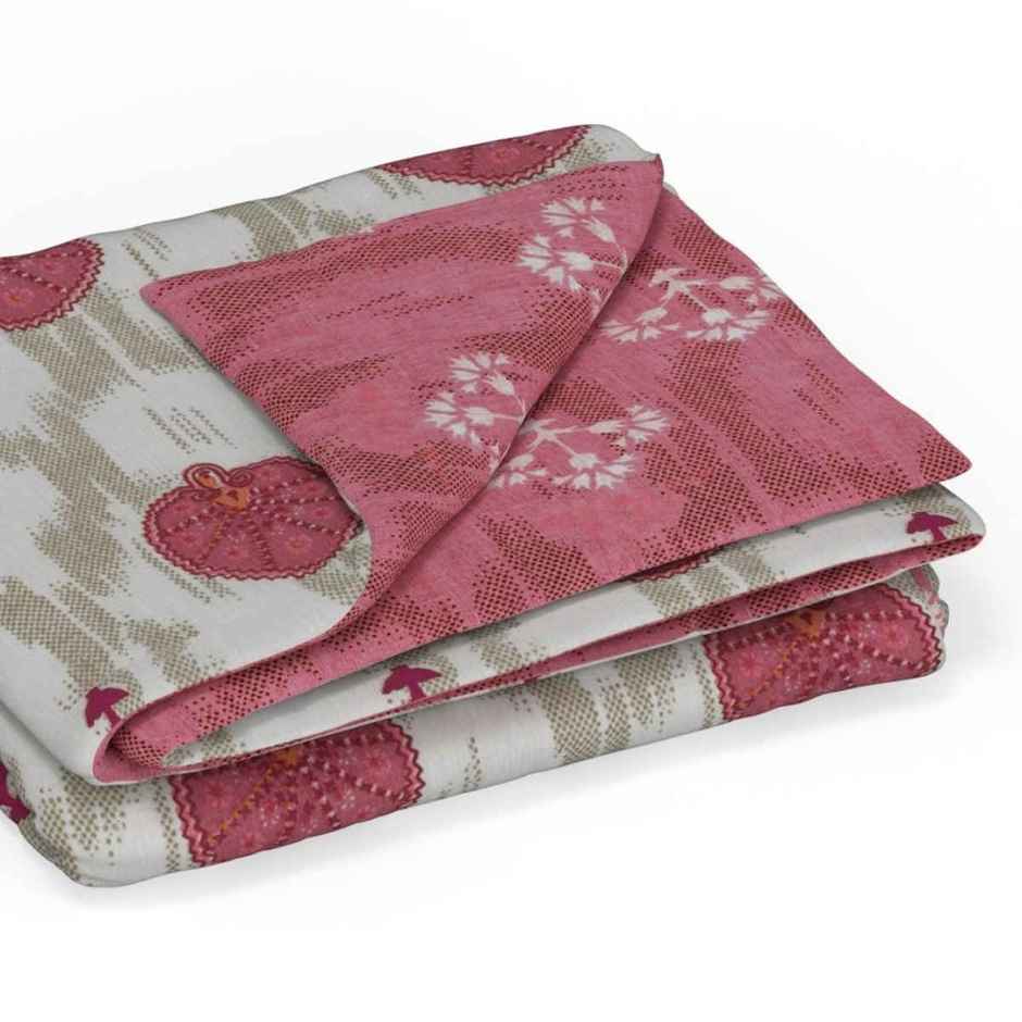 Bianca Extremely Soft 100% Muslin Cotton Dohar Pure Cotton Double Size Mezzo Ornamental-White/Peach