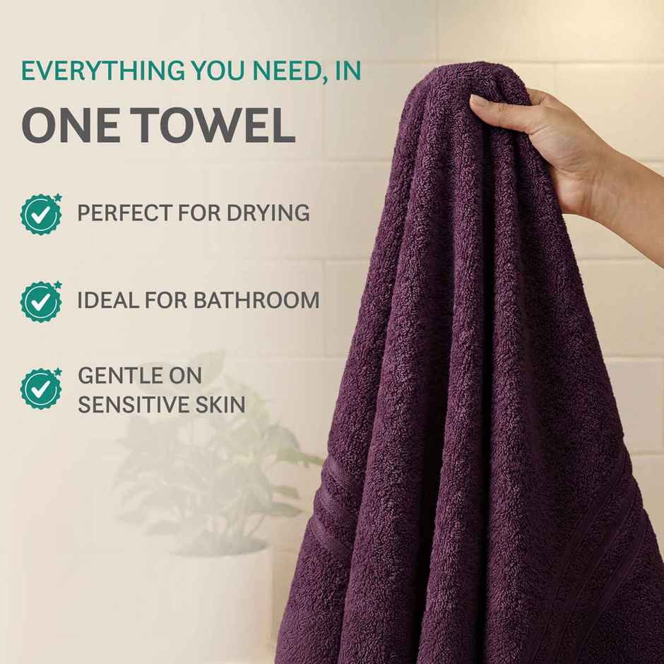 Mytrident Cotton Hand Towel | 400 GSM | Gym Towel Set - Black Currant