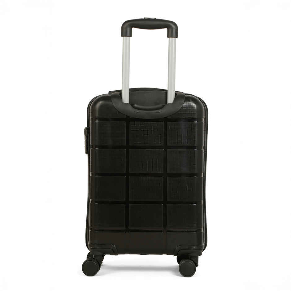 Teakwood Leathers Unisex Solid Hard Sided Cabin Size Trolley Bag | Black