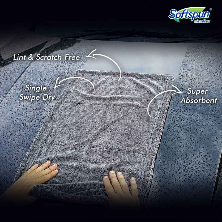 Softspun Microfiber Super Cleaning Cloth (1200 GSM, 40x60cm, 1pc, Grey)