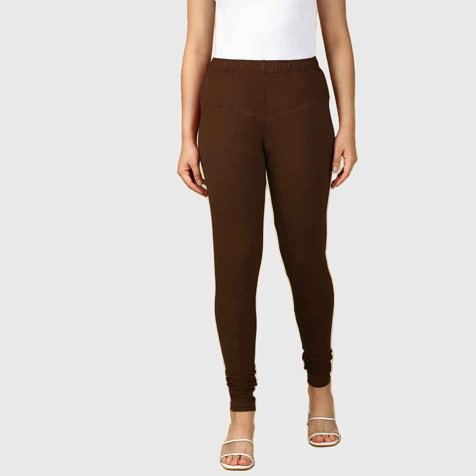 PYNK By Lux Cozi Women Ultra Soft 360 Stretch Premium Cotton Churidar Leggings | Brown | Free Size
