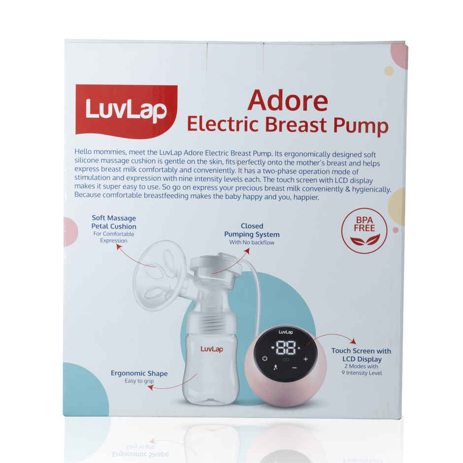LuvLap Adore Electric Breast Pump with 2 Phase Pumping, Rechargable Battery, BPA Free