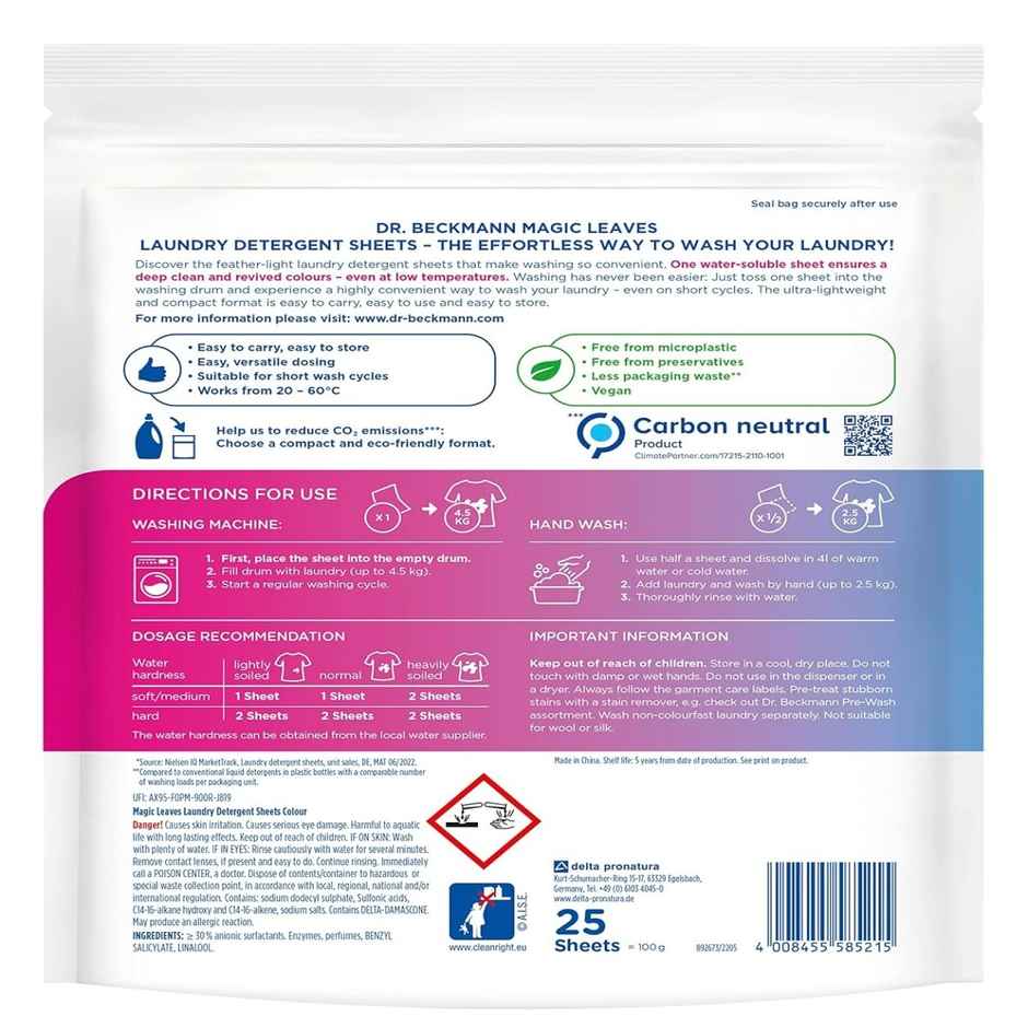 Dr. Beckmann Magic Leaves Laundry Detergent Sheets
