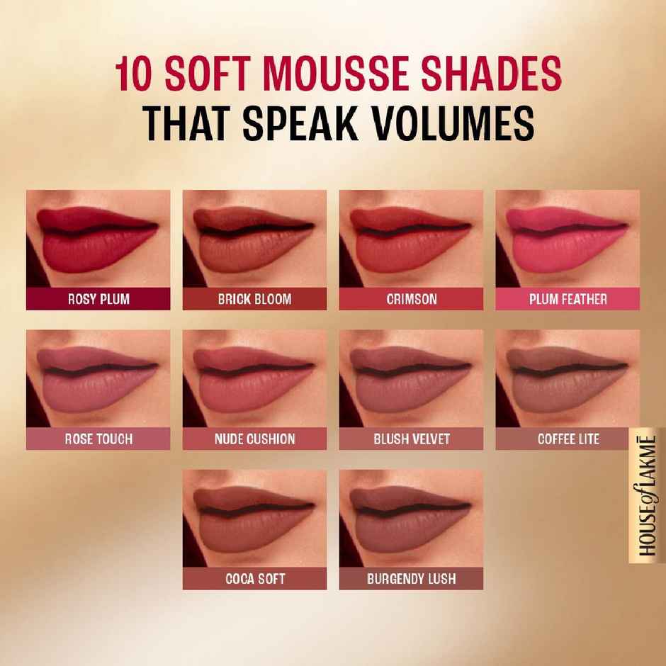 Lakme Double Duty Lip & Cheek Mousse Matte Lipstick & Soft Blush, Plum Feather