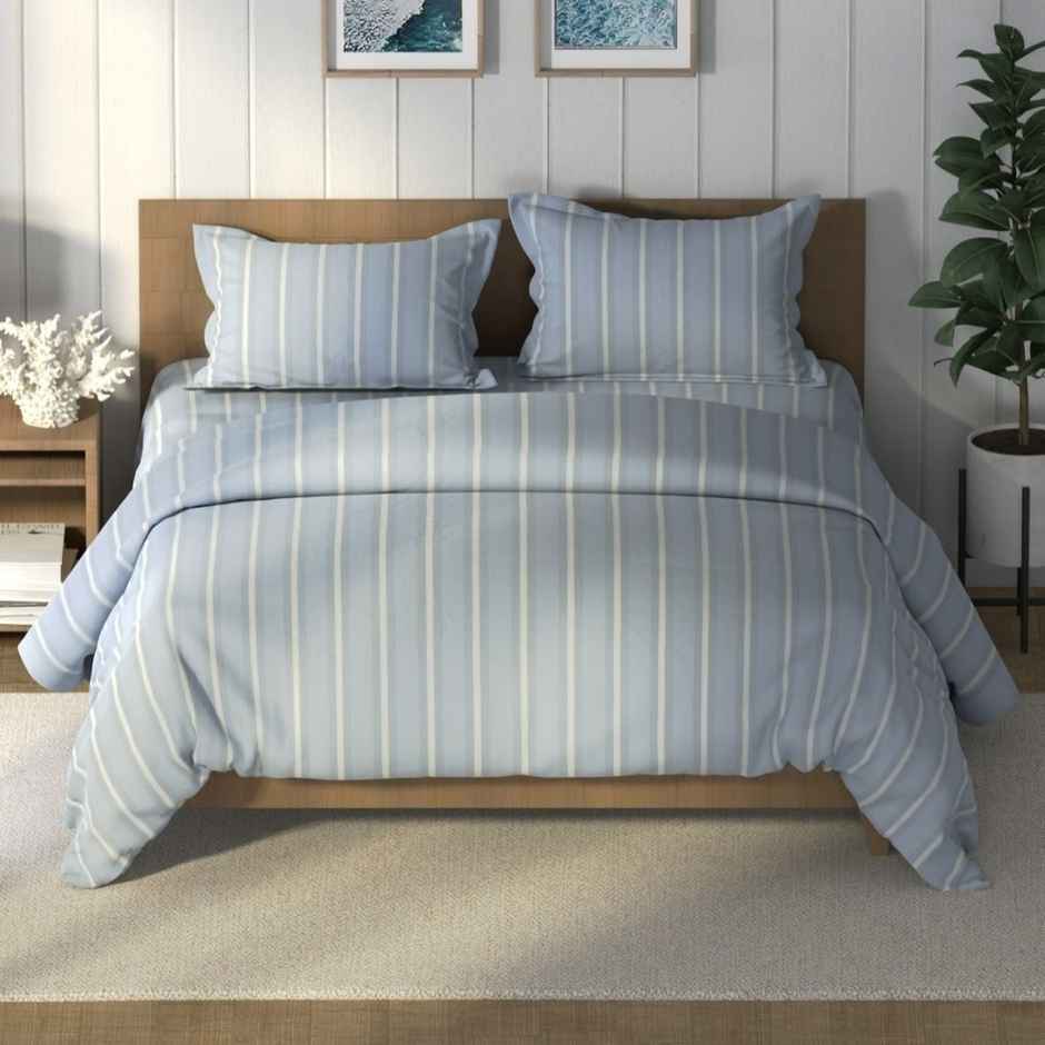 Nautica Super Soft 100% Cotton Fabric Comforter for All Weather | Double Size | Stripe Vessel grey